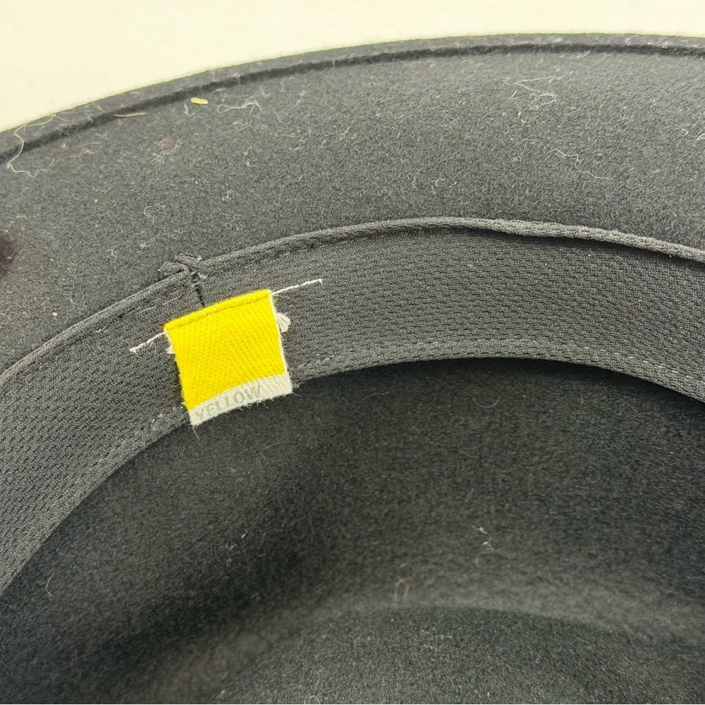 Yellow 108 Luke Fedora Black Wool Felt Hat Size Large Made‎ in USA